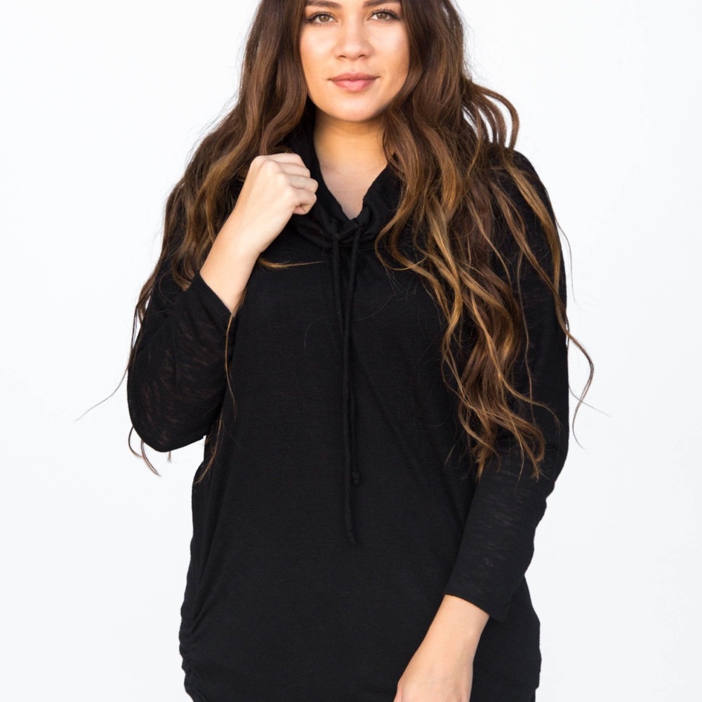 Agnes and Dora Black Raglan cowl neck XXS